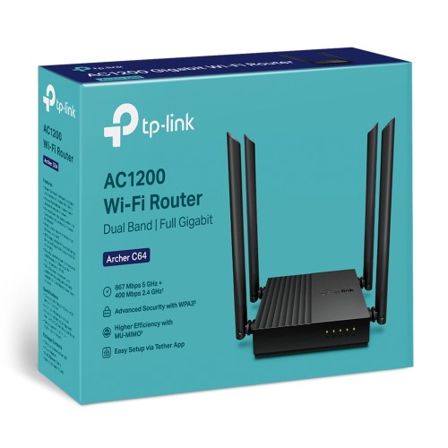 TP-Link Archer C64 AC1200 1200mbps Dual-Band Wireless MU-MIMO Gigabit WiFi Router