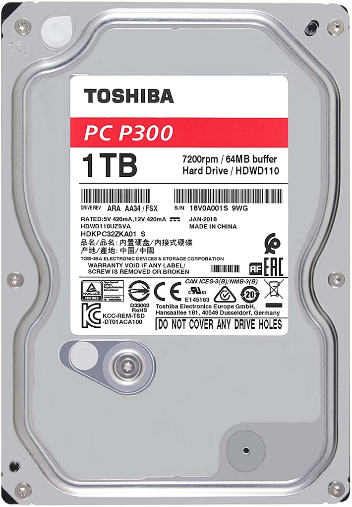 Toshiba P300 1 TB 7200RPM 3.5 Inch SATA HDD