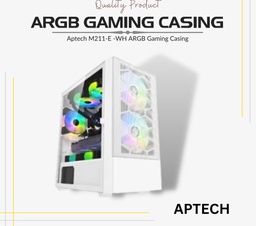 [Aptech M211-E -WH] Casing Aptech M211-E -WH ARGB Gaming without PSU